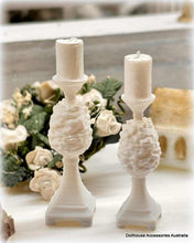 Dollhouse miniature white pinecone candleholders decor Christmas Hamptons
