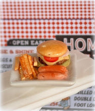 Dollhouse diner burger fries on plate