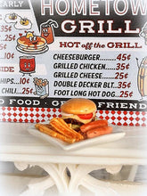 Dollhouse diner burger fries on plate grill