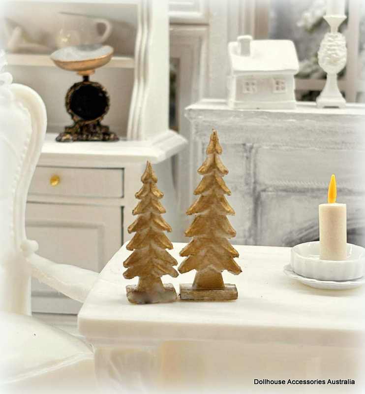 Dollhouse Christmas tree ornaments for on sideboard decor