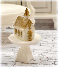 Dollhouse church ornament white gold Easter christmas