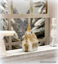 Dollhouse church ornament white gold Easter christmas