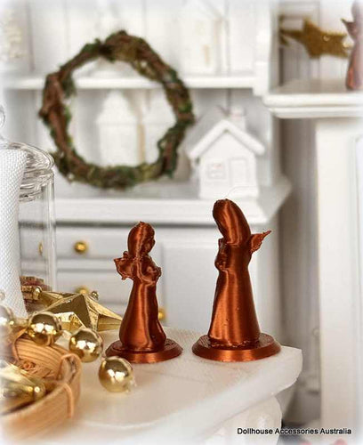 Dollhouse angel wing ornaments copper colour figurine Christmas