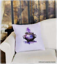 Dollhouse miniature Hallowee purple cauldron cushion witch house