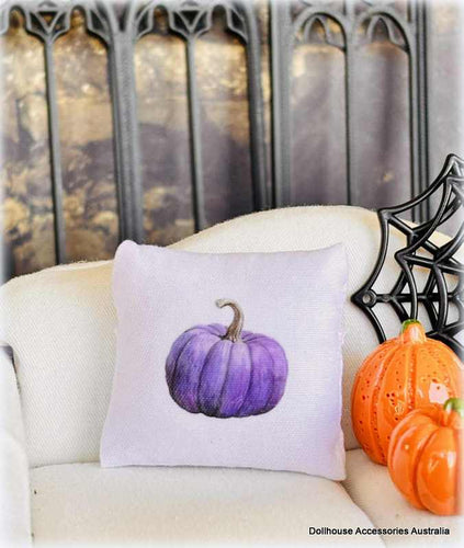 White Cushion - Purple Pumpkin - Miniature
