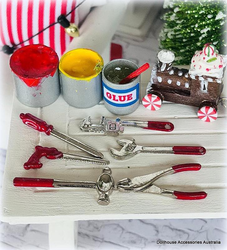 Dollhouse miniature tools Santa's workshop