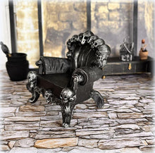 Dollhouse miniature skull throne gothic furniture armchair Haunted Halloween
