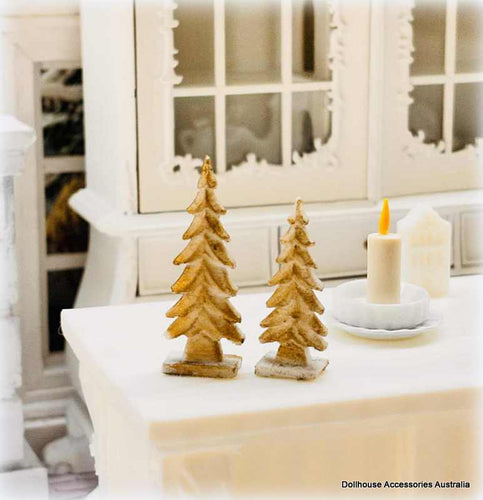 Rustic Tree Ornaments - Pair -  Miniature