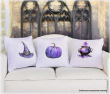 White Cushions - Purple Witch Theme - Set of 3 - Miniature