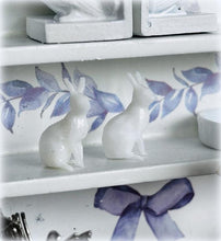 Pair of Tiny White Rabbits - Miniature