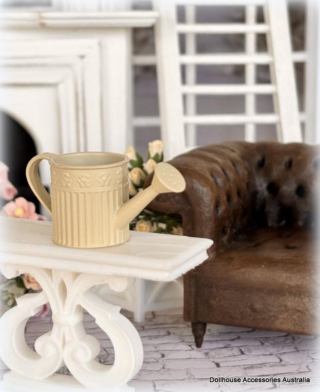 Dollhouse florist garden scene watering can and flowers