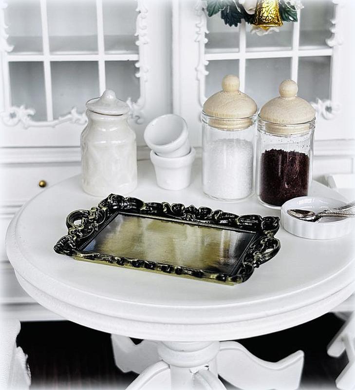 Dollhouse elegant metal tray homewares