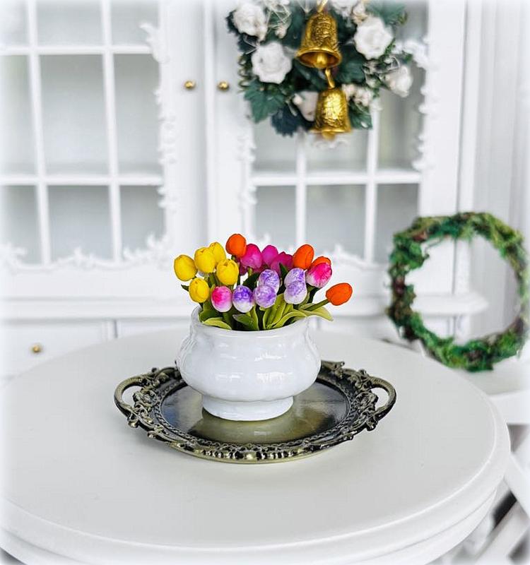 Ornate Brushed Bronze Tray - Round - Miniature