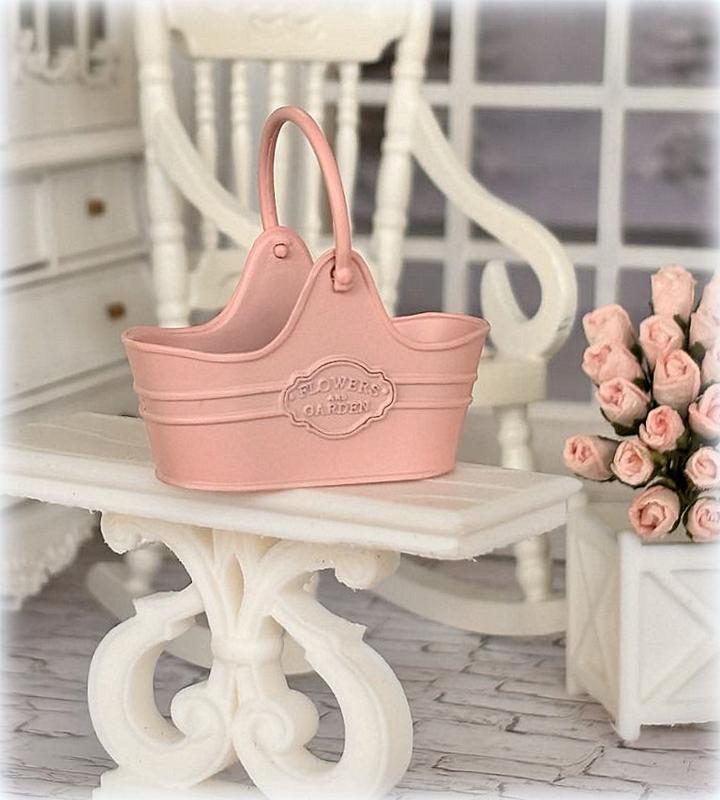 Vintage Metal Basket - Pink - Miniature