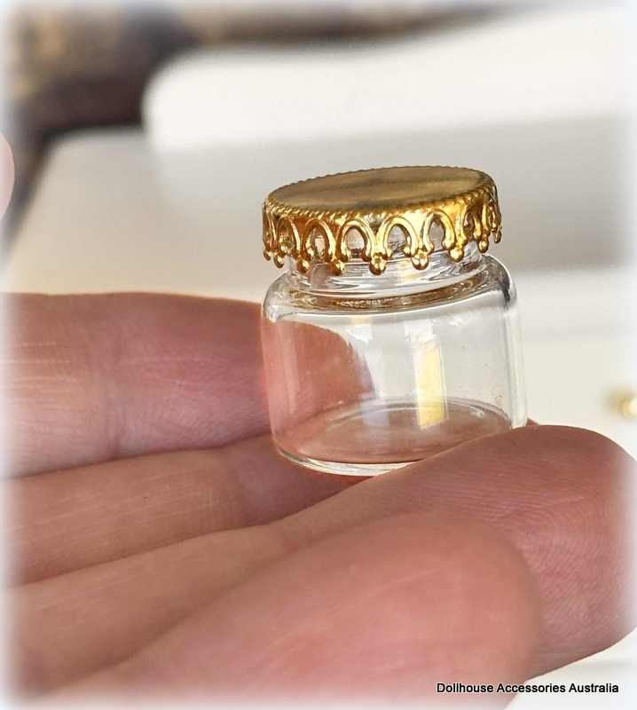 Pair of Glass Jars with Decorative lids - Miniature
