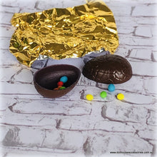 Dollhouse miniature chocolate easter egg break open gold foil