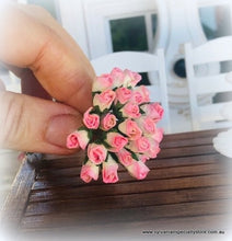 Dollhouse miniature salmon pink paper roses florist shop