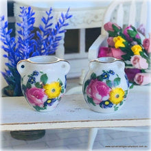 Dollhouse vases pink yellow floral