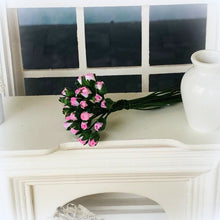 Dollhouse paper roses pink rosebuds florist bouquet