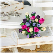 Dollhouse minature mulberry paper roses purple pink white