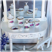 Bathroom Accessories - Pink Floral - 7 pieces - Miniature