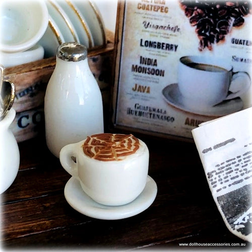 Dollhouse morning coffee barista cup saucer