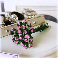 Dollhouse paper roses pink rosebuds florist bouquet
