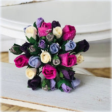 Dollhouse minature mulberry paper roses purple pink white