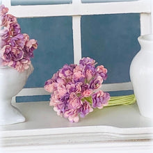 Dollhouse miniature purple pink bouquet flowers baby's breath