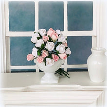 Dollhouse pink white rose bouquet mulberry flowers