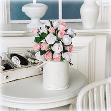 Dollhouse pink white rose bouquet mulberry flowers
