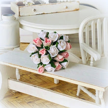 Dollhouse pink white rose bouquet mulberry flowers