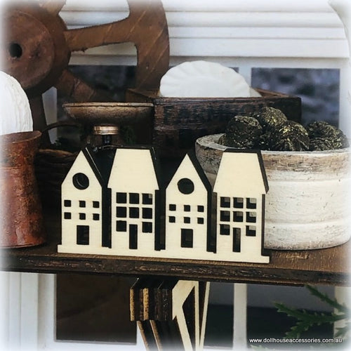 Row of Houses - Unpainted - 2 cm - Miniature