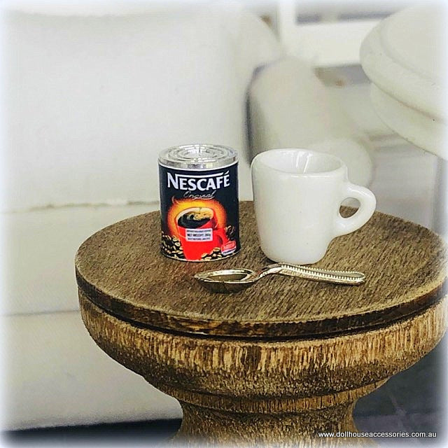 Nescafe Instant Coffee, Mug and Spoon Miniature Dollhouse