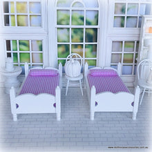 White Bunk Beds/2 Single Beds with ladder - Miniature