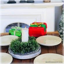 White Candle in Table Garland - Miniature
