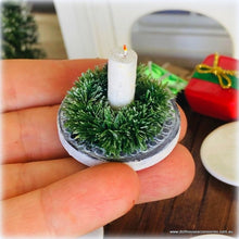 White Candle in Table Garland - Miniature