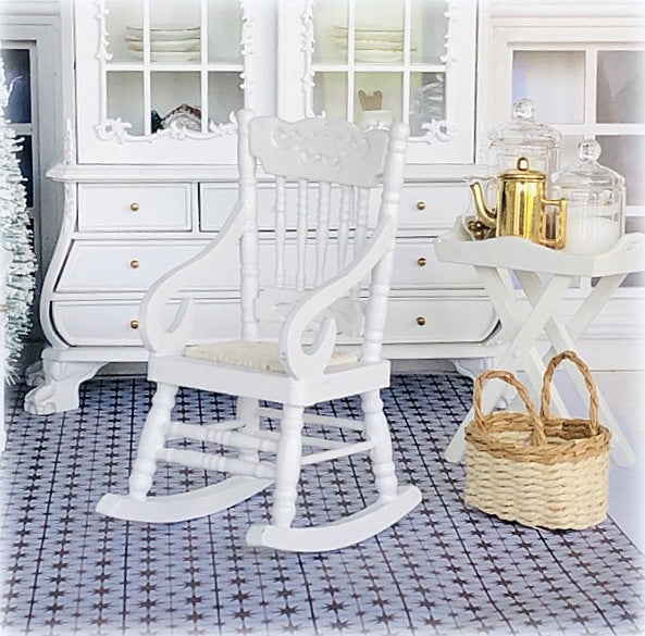 Dollhouse charming country rocking chair white