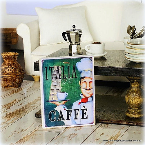 Dollhouse miniature sign Italy cafe