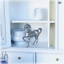 Dollhouse pewter silver ornament horse miniature