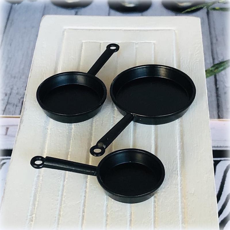 Set of 3 Saucepans - Black - Miniature