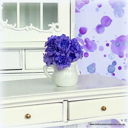 Purple Flower in White Jug - Miniature