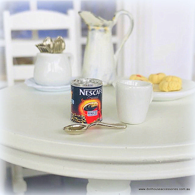 Nescafe Instant Coffee, Mug and Spoon Miniature Dollhouse