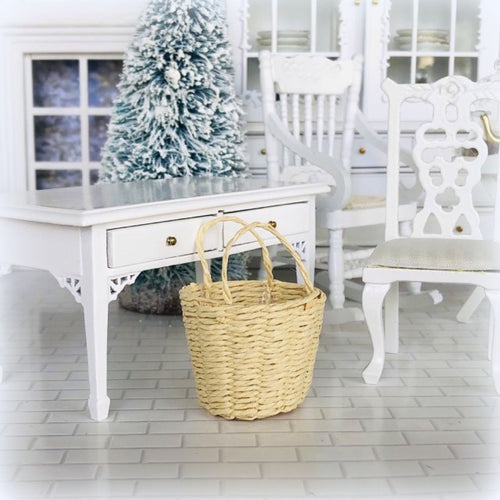 Dollhouse woven cane rattan carry basket