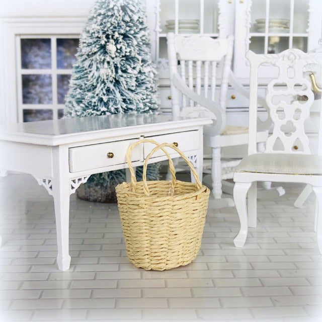 Dollhouse woven cane rattan carry basket