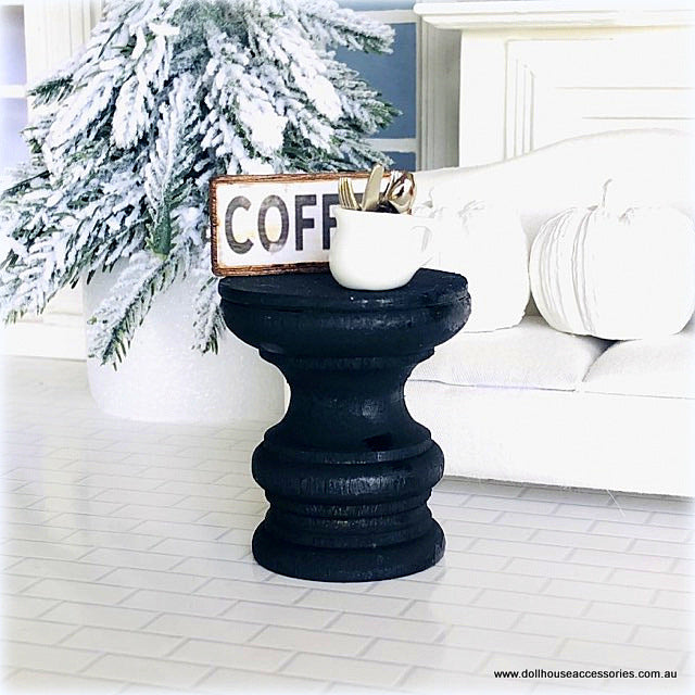Dollhouse miniature modern black accent table