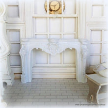 Dollhouse carved white french provincial fireplace