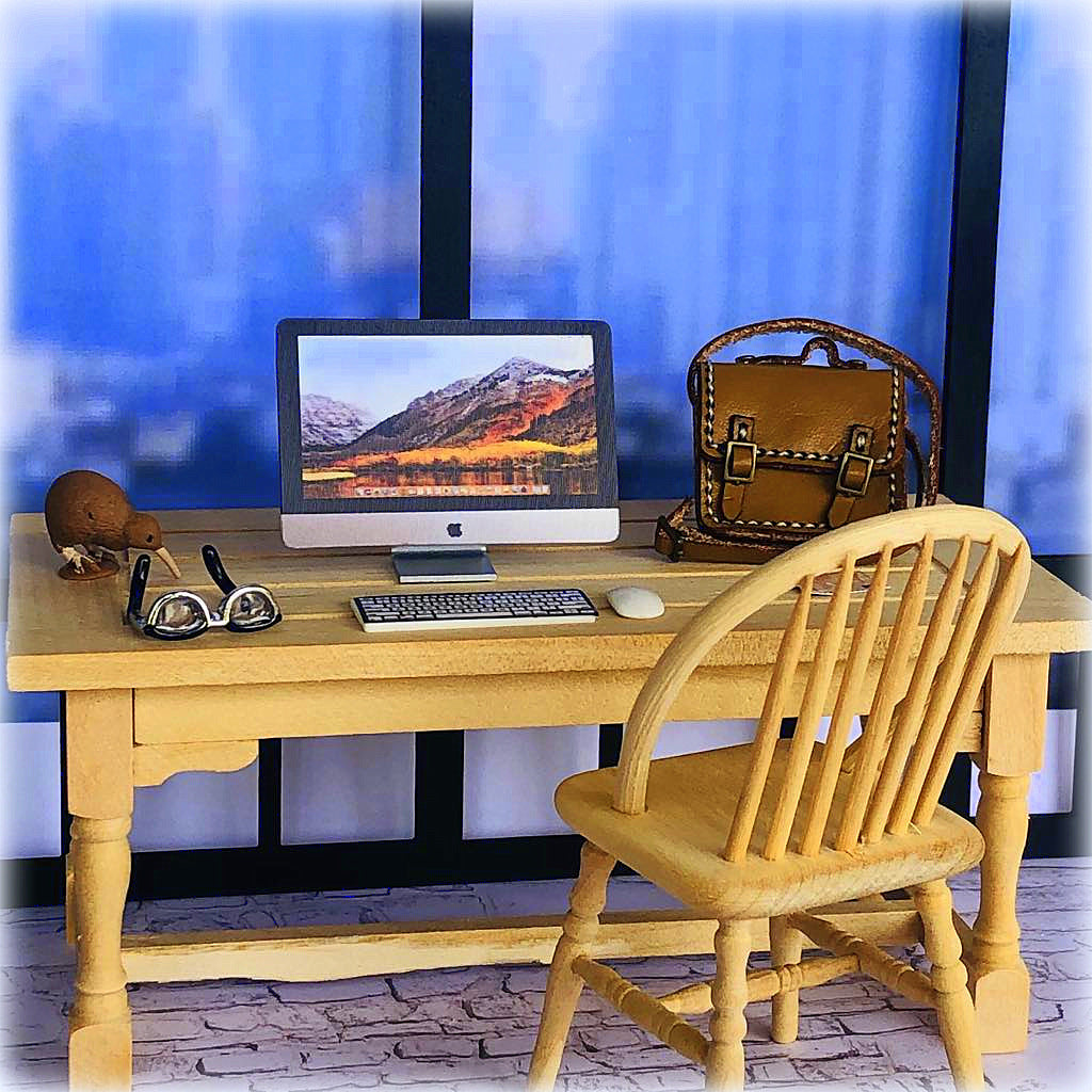 Dollhouse desktop computer with keyboard