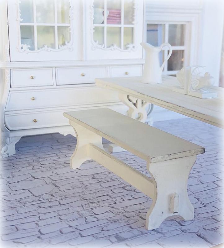 White Bench Seat - Miniature
