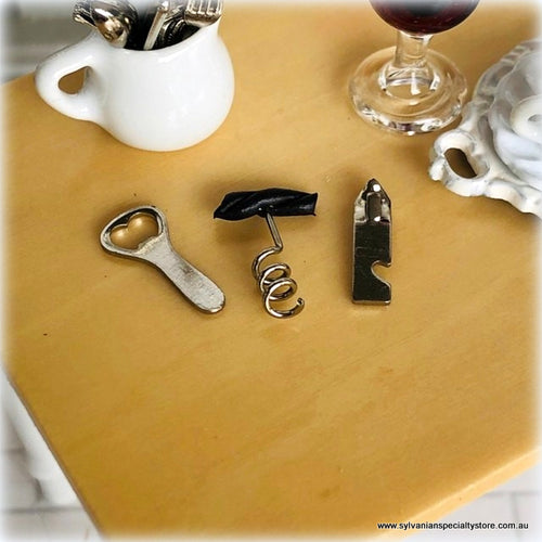 Dollhouse corkscrew can opener bottle opener